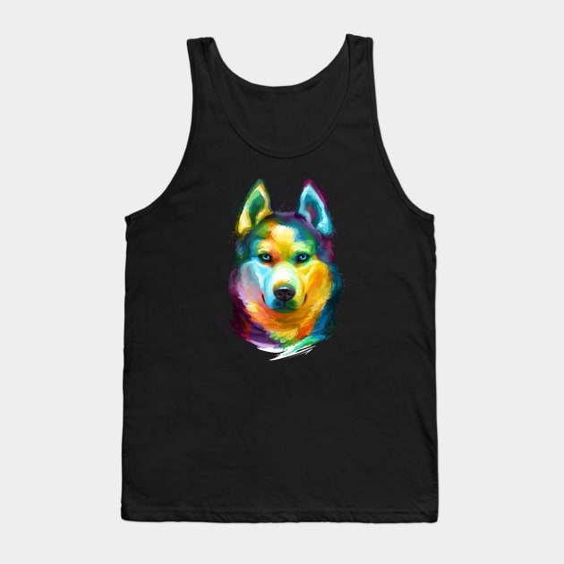 Siberian Husky Colorful Portrait Tank Top by stonemask